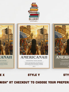 Americanah bookish print in frame leaning in hallway – contemporary fiction wall art