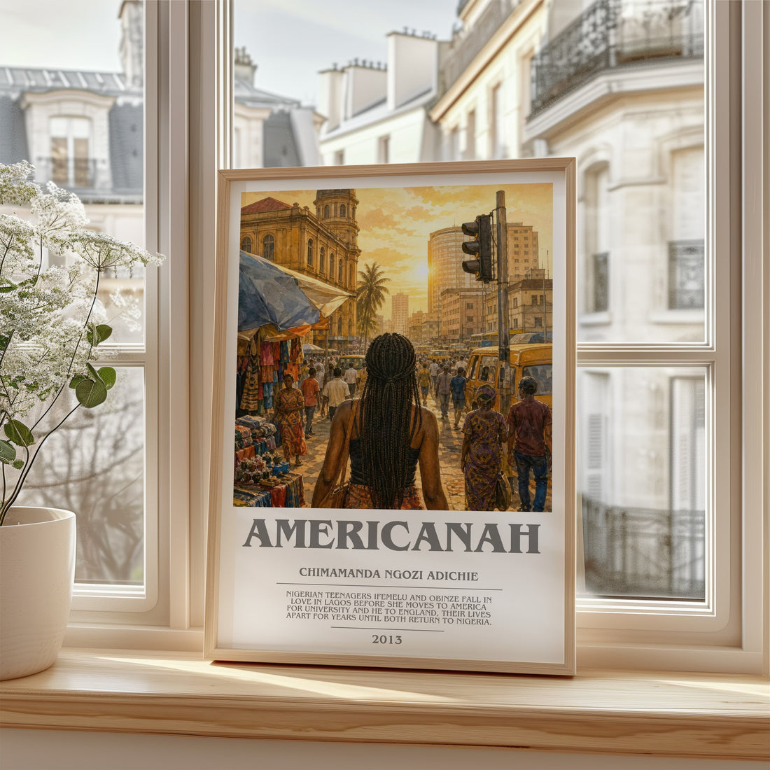 Americanah bookish poster colour and style options – Chimamanda Ngozi Adichie book art