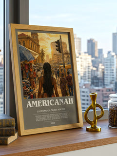 Americanah bookish print framed by window – literary home decor