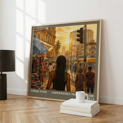 Americanah literary print framed by window – literary home decor
