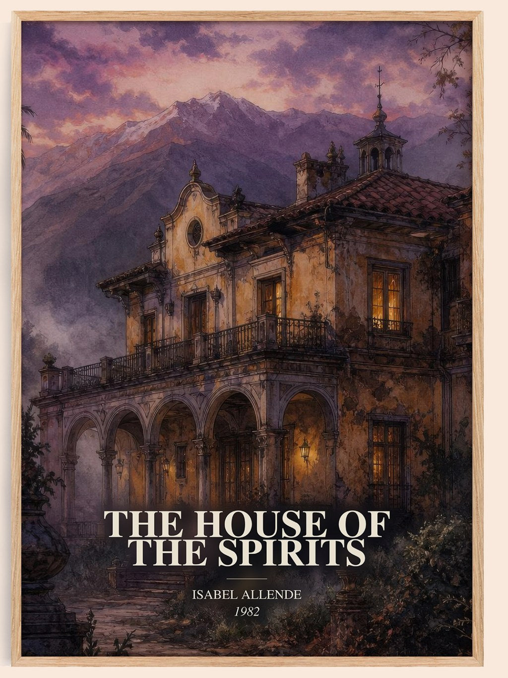 The House of the Spirits watercolour book poster by Isabel Allende – framed literary art print