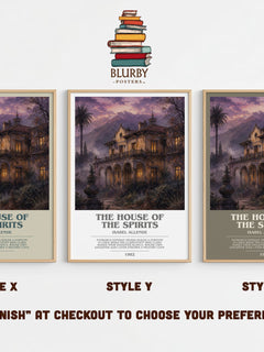 The House of the Spirits bookish print in frame leaning in hallway – literary fiction wall art