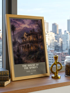 The House of the Spirits book cover print framed by window – literary home decor