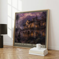 The House of the Spirits literary print framed by window – literary home decor