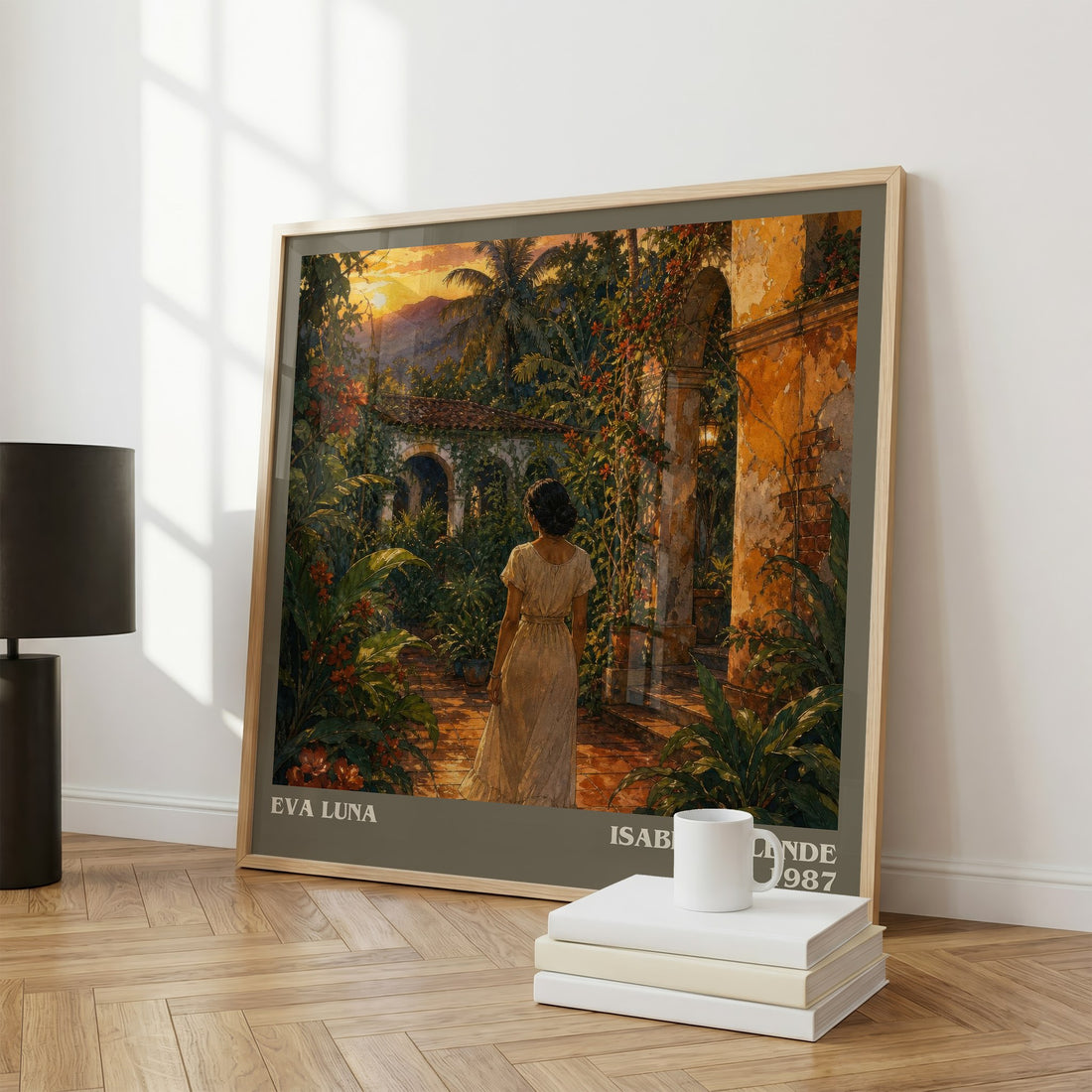 Eva Luna literary print framed by window – literary home decor