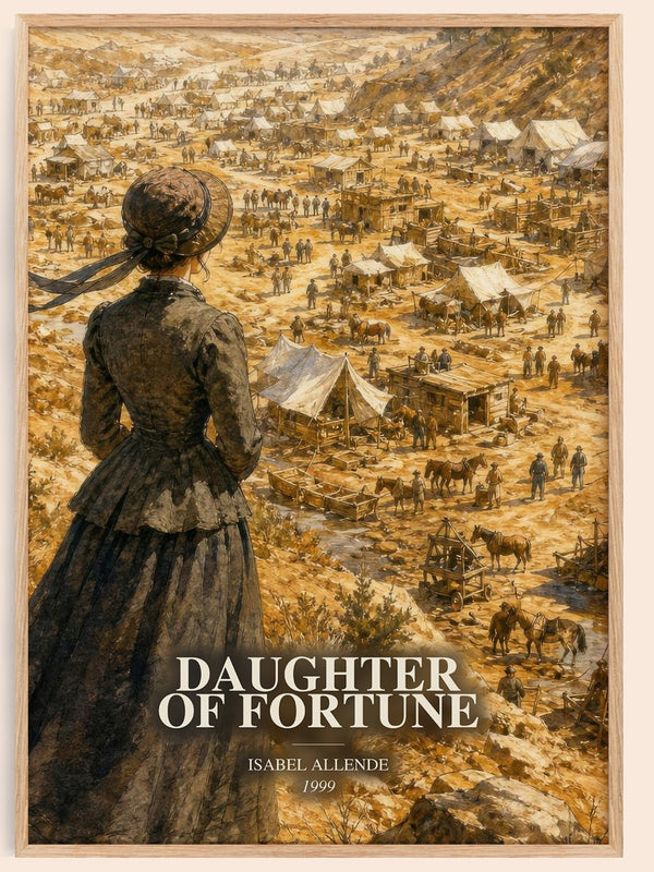 Daughter of Fortune watercolour book poster by Isabel Allende – framed literary art print