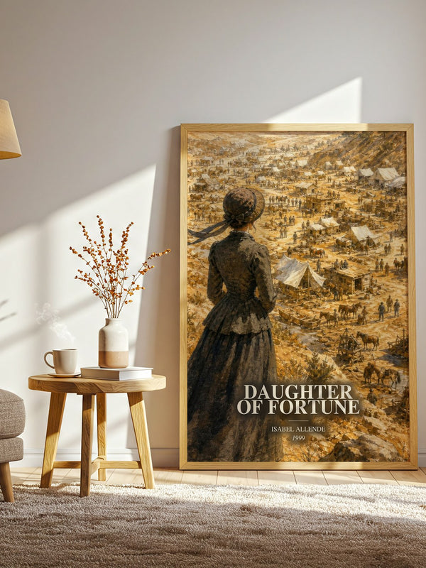 Daughter of Fortune watercolour print in frame leaning in hallway – historical fiction wall art