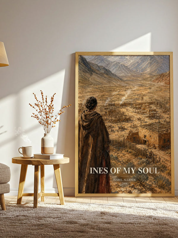 Ines of My Soul watercolour print in frame leaning in hallway – historical fiction wall art