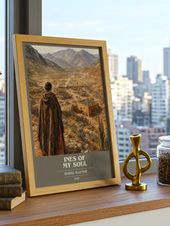 Ines of My Soul book cover print framed by window – literary home decor
