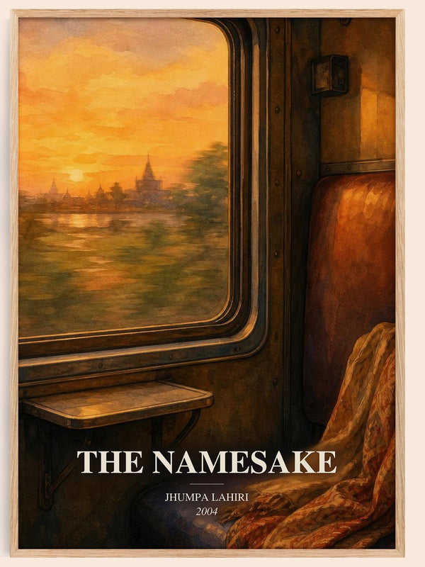 The Namesake watercolour book poster by Jhumpa Lahiri – framed literary art print