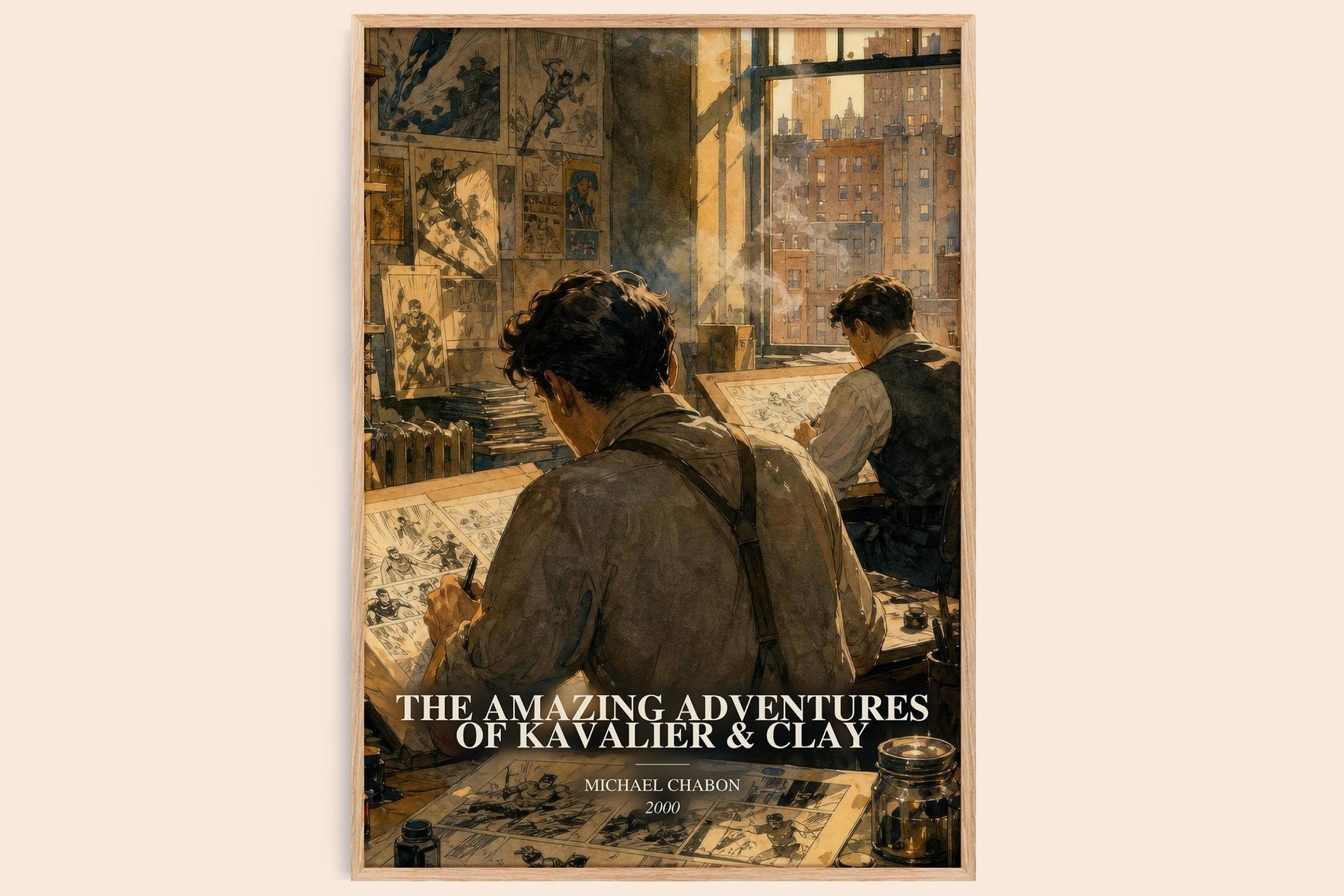 Amazing Adventures of Kavalier & Clay Book Watercolour Illustration by Michael Chabon