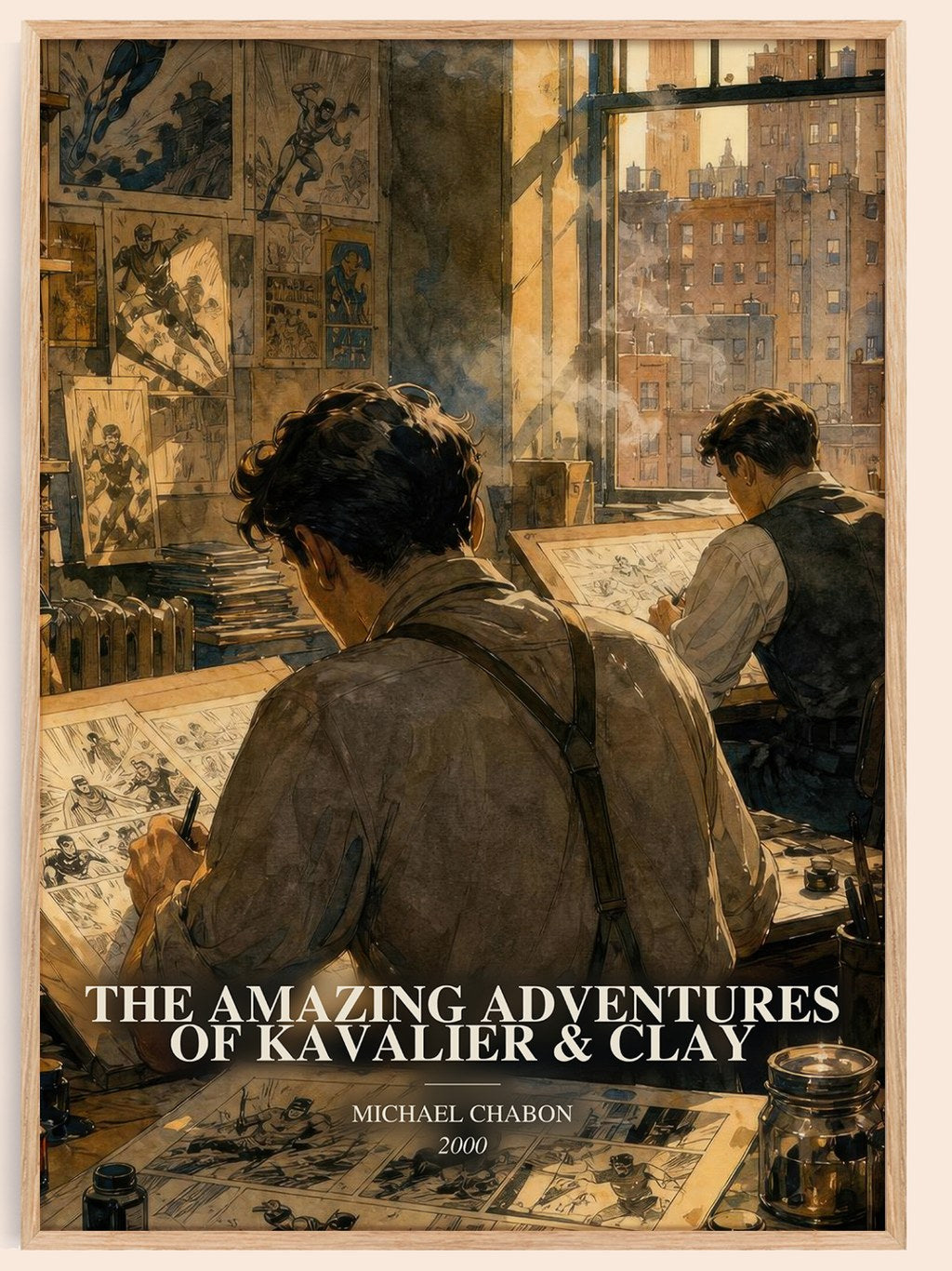 The Amazing Adventures of Kavalier & Clay watercolour book poster by Michael Chabon – framed literary art print