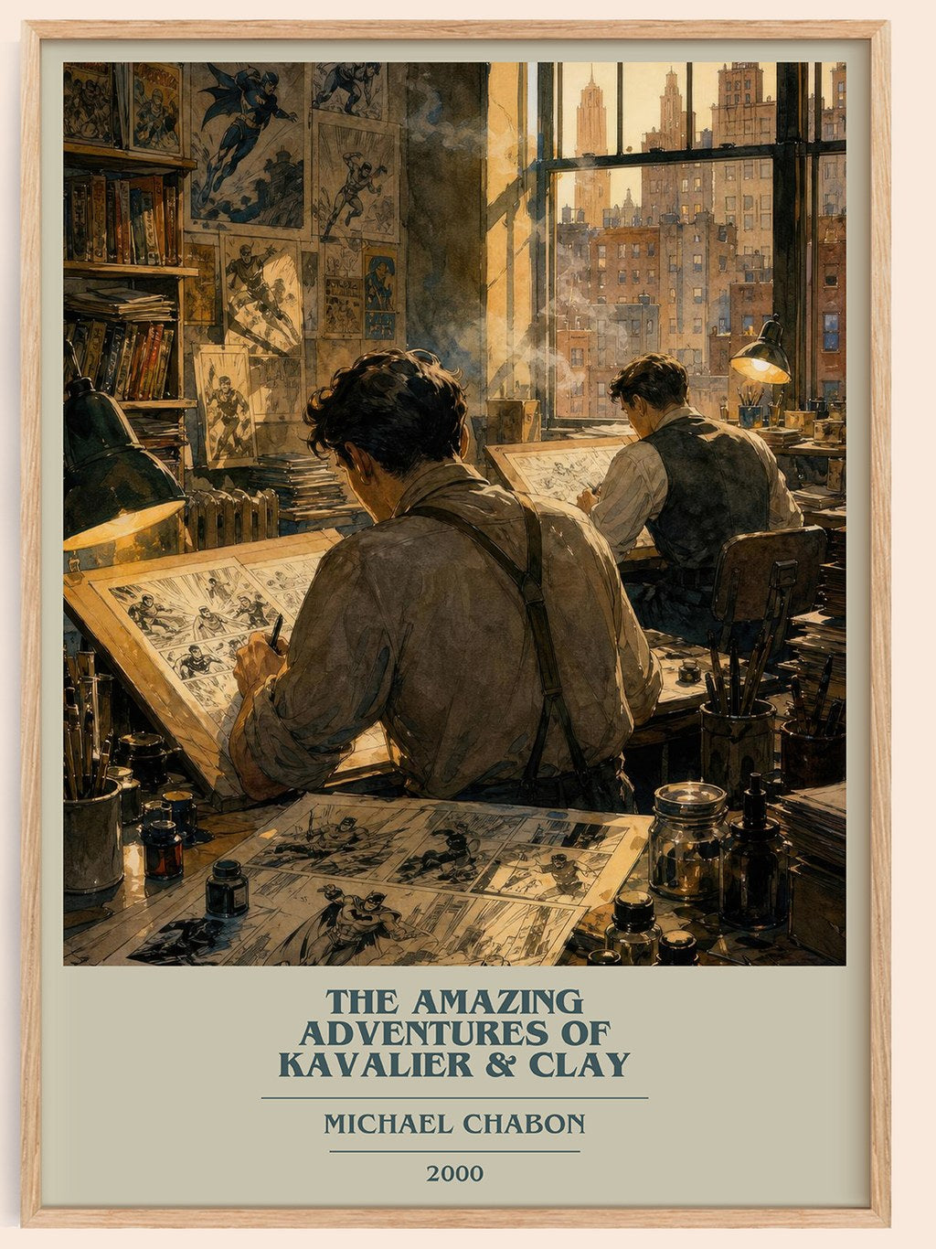The Amazing Adventures of Kavalier & Clay book cover book poster by Michael Chabon – framed literary art print