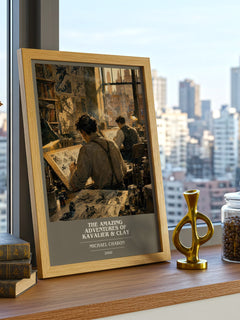 The Amazing Adventures of Kavalier & Clay book cover print framed by window – literary home decor