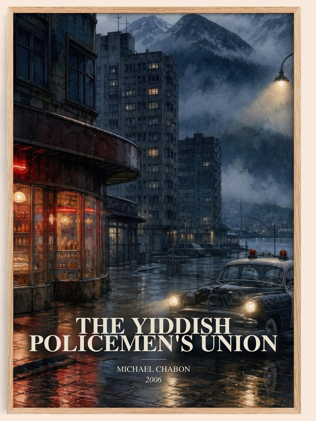 The Yiddish Policemen's Union watercolour book poster by Michael Chabon – framed literary art print