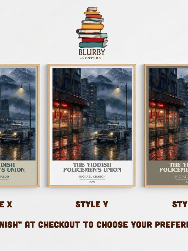 The Yiddish Policemen's Union book cover print in frame leaning in hallway – mystery wall art