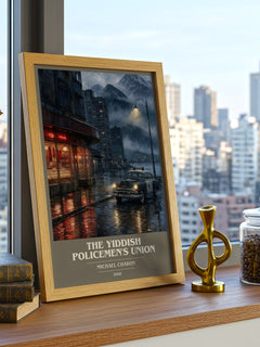 The Yiddish Policemen's Union book cover print framed by window – literary home decor