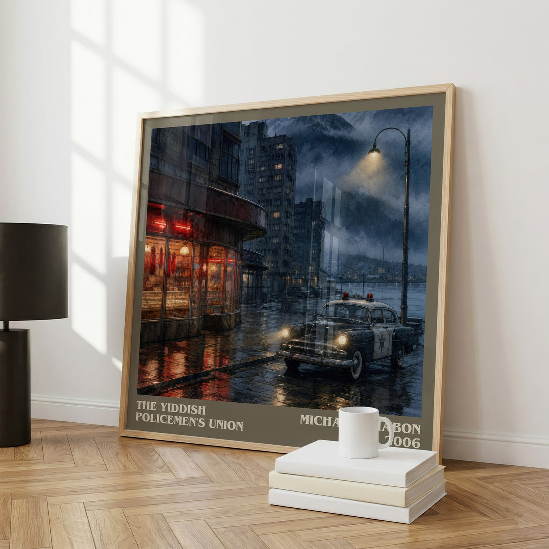 The Yiddish Policemen's Union literary print framed by window – literary home decor