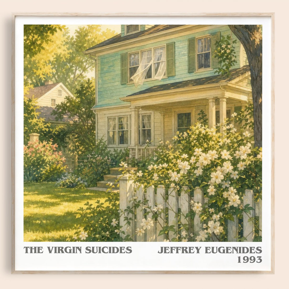 The Virgin Suicides literary book poster by Jeffrey Eugenides – framed literary art print