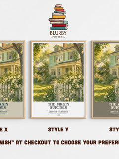 The Virgin Suicides Book Cover Poster by Jeffrey Eugenides – Style X, Y and Z side by side – choose your finish