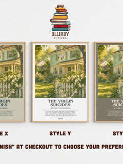 The Virgin Suicides bookish print in frame leaning in hallway – literary fiction wall art