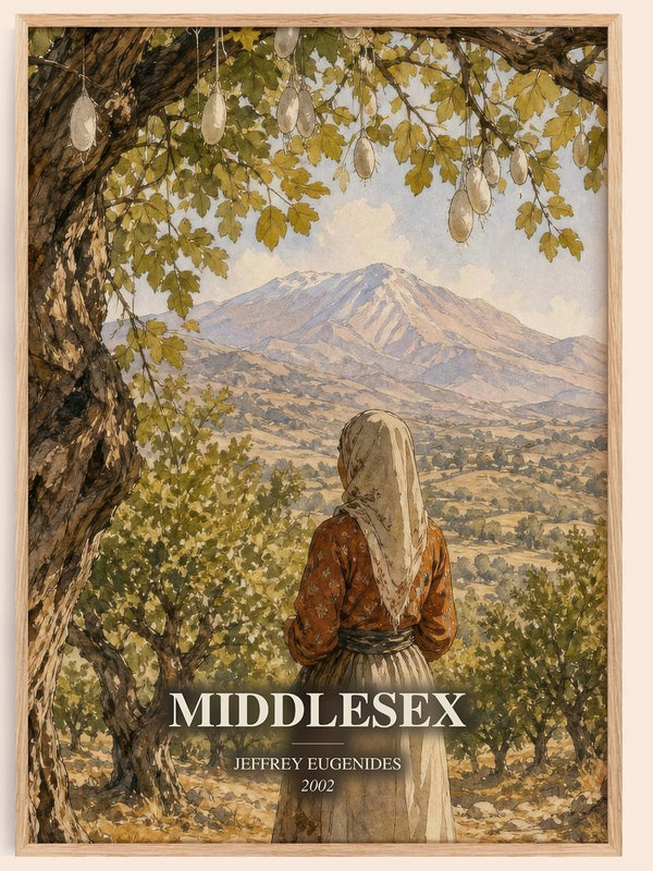 Middlesex watercolour book poster by Jeffrey Eugenides – framed literary art print