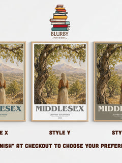 Middlesex book cover print in frame leaning in hallway – literary fiction wall art