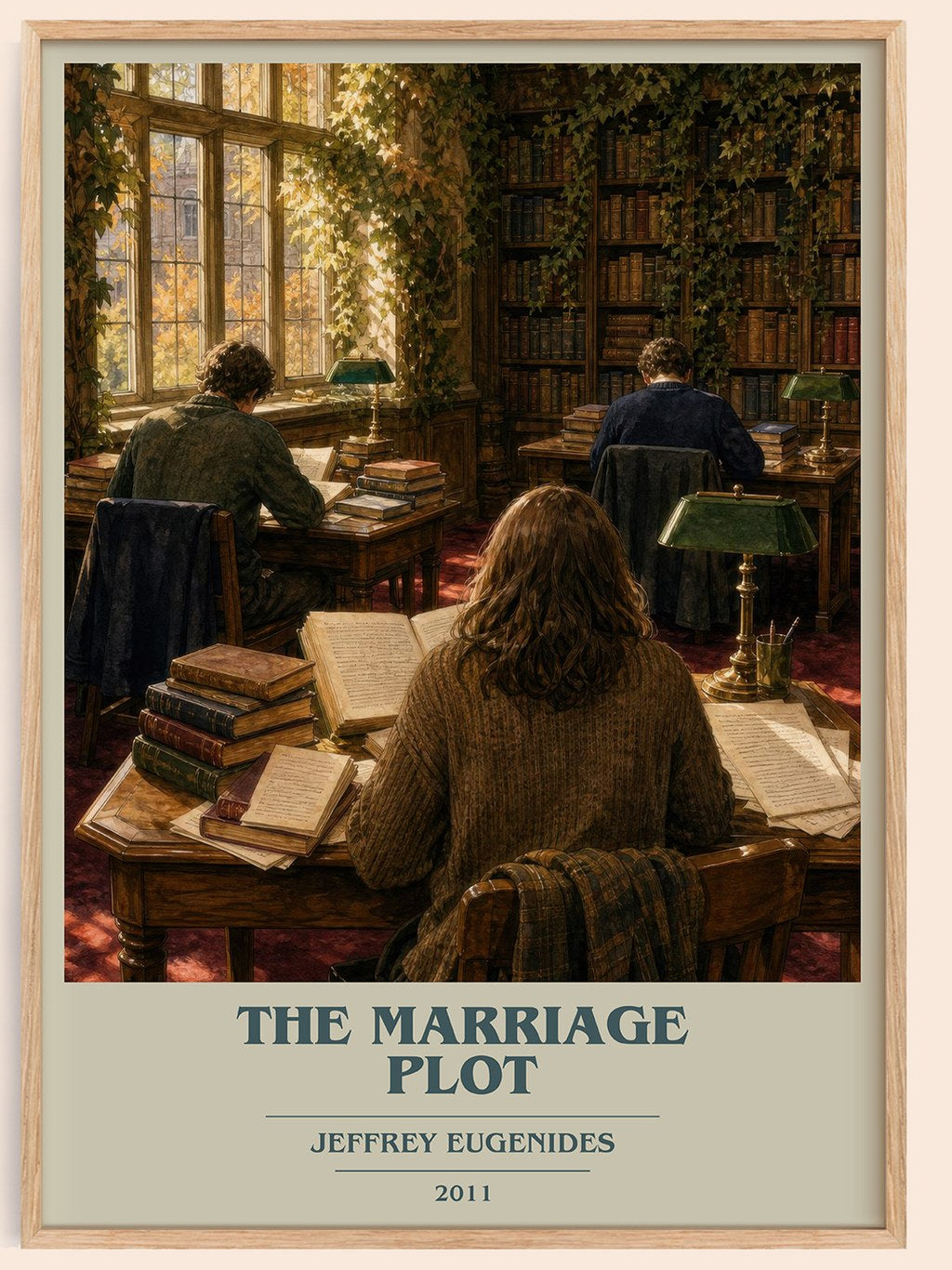 The Marriage Plot book cover book poster by Jeffrey Eugenides – framed literary art print
