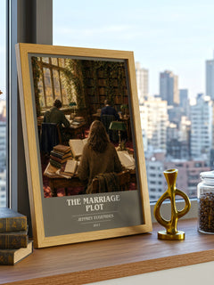 The Marriage Plot book cover print framed by window – literary home decor