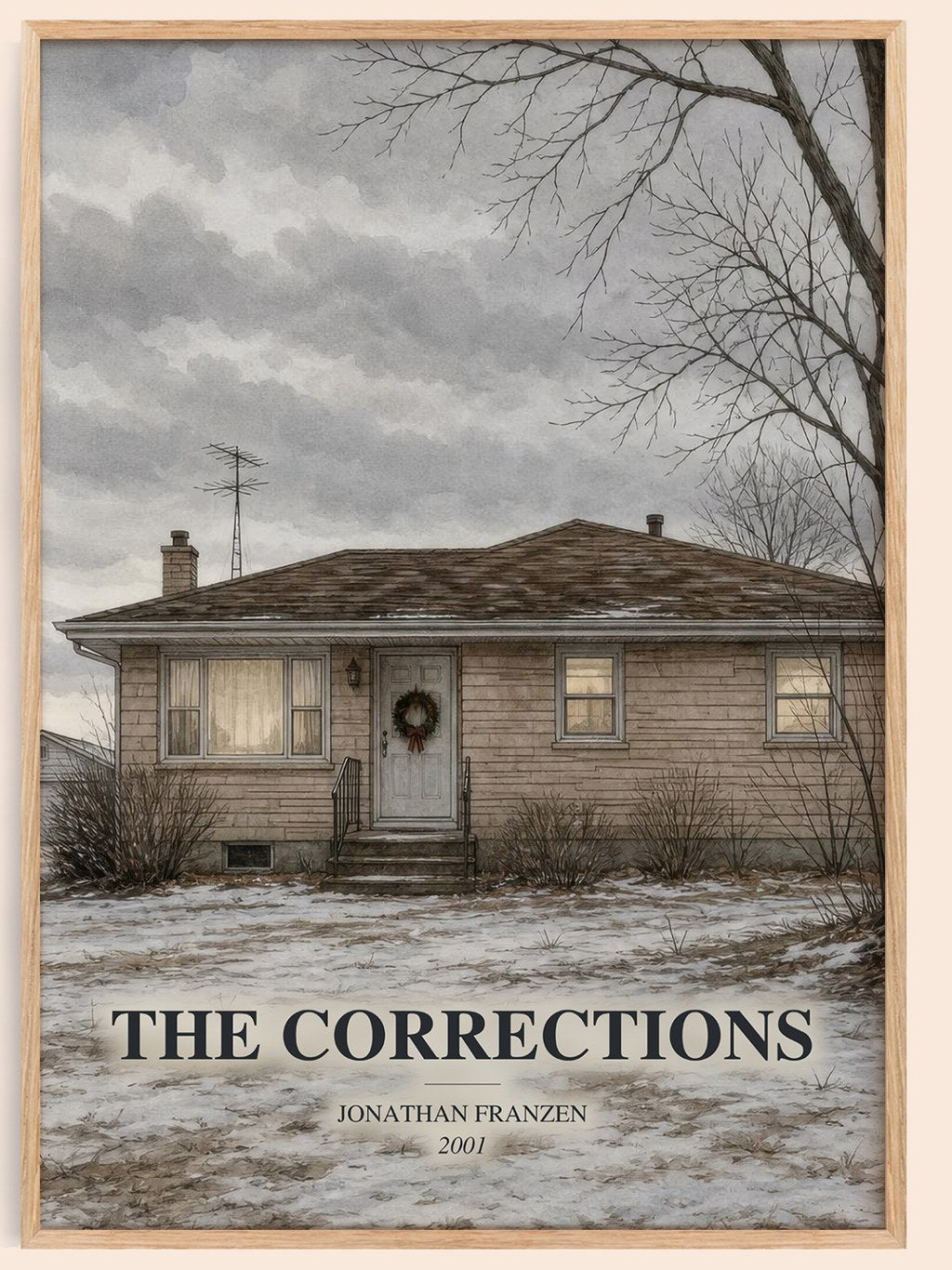 The Corrections watercolour book poster by Jonathan Franzen – framed literary art print