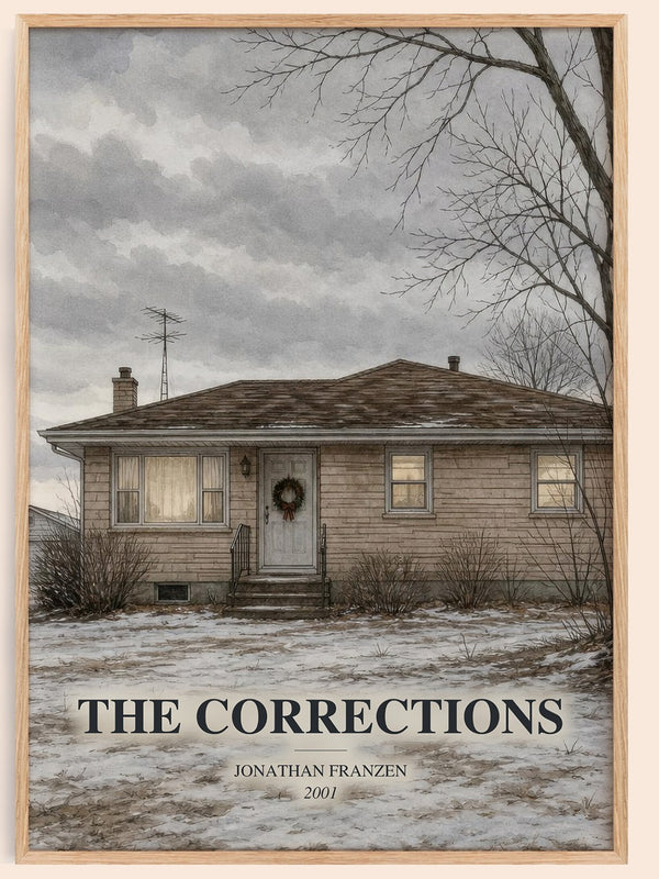 The Corrections watercolour book poster by Jonathan Franzen – framed literary art print