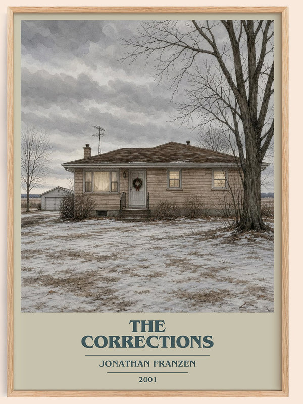 The Corrections book cover book poster by Jonathan Franzen – framed literary art print