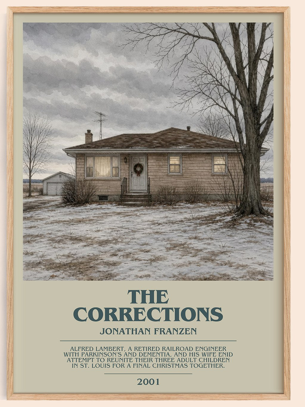 The Corrections bookish book poster by Jonathan Franzen – framed literary art print