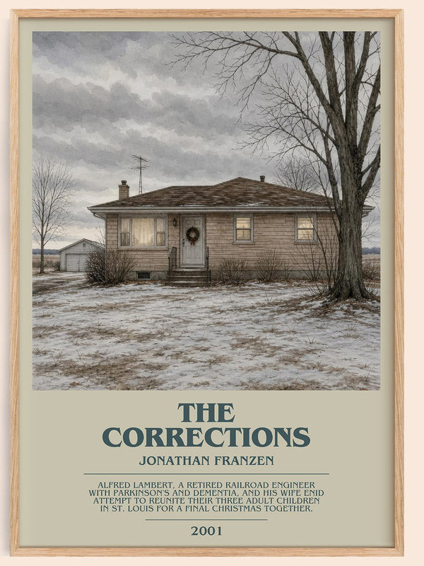 The Corrections bookish book poster by Jonathan Franzen – framed literary art print