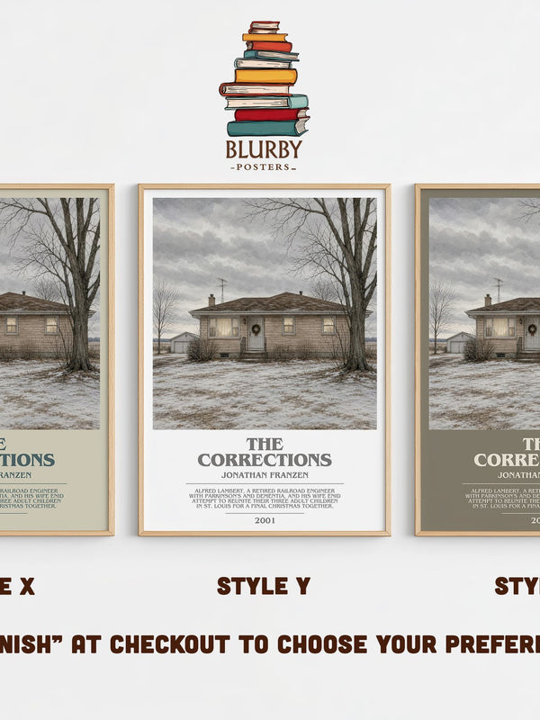The Corrections bookish print in frame leaning in hallway – literary fiction wall art