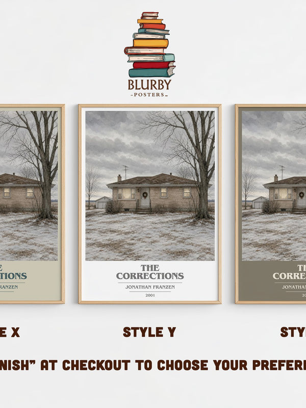 The Corrections book cover print in frame leaning in hallway – literary fiction wall art