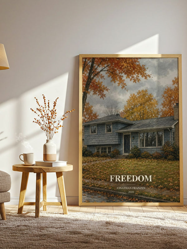 Freedom watercolour print in frame leaning in hallway – literary fiction wall art