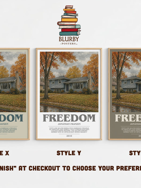 Freedom bookish print in frame leaning in hallway – literary fiction wall art