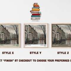 White Teeth literary print in frame leaning in hallway – contemporary fiction wall art