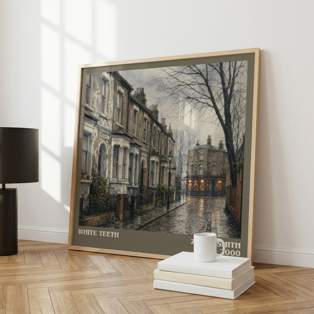 White Teeth literary print framed by window – literary home decor