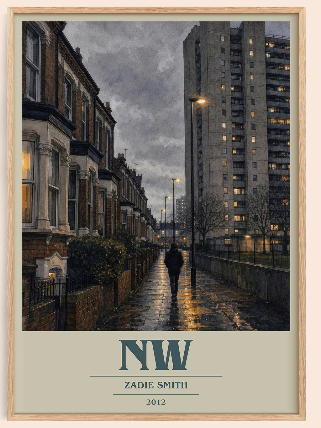 NW book cover book poster by Zadie Smith – framed literary art print