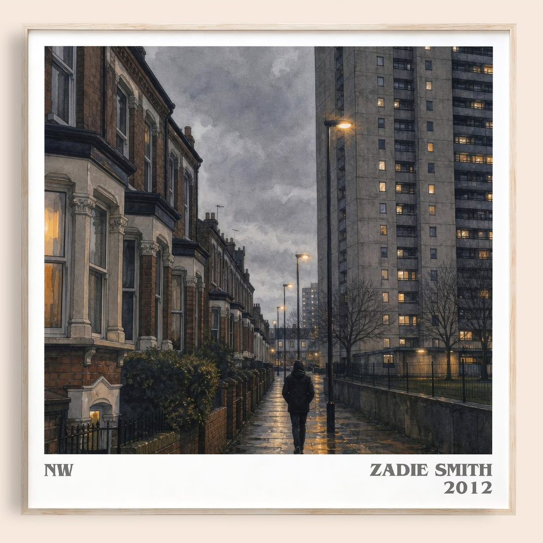NW literary book poster by Zadie Smith – framed literary art print