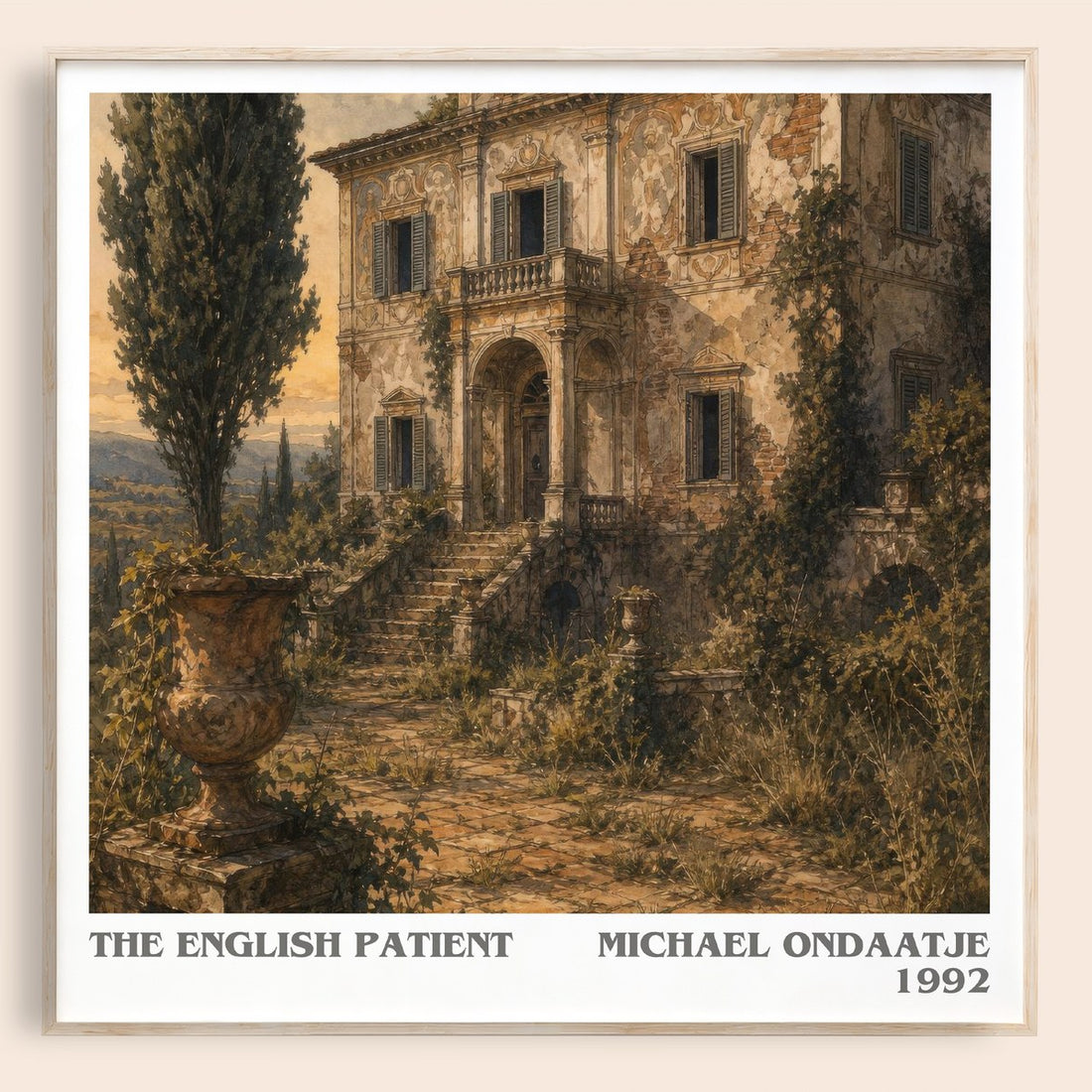 The English Patient literary book poster by Michael Ondaatje – framed literary art print