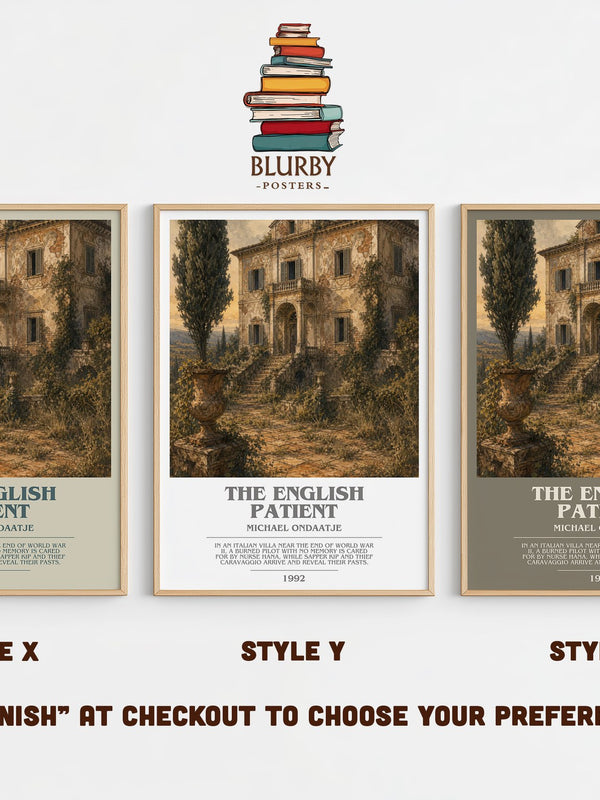 The English Patient bookish print in frame leaning in hallway – literary fiction wall art