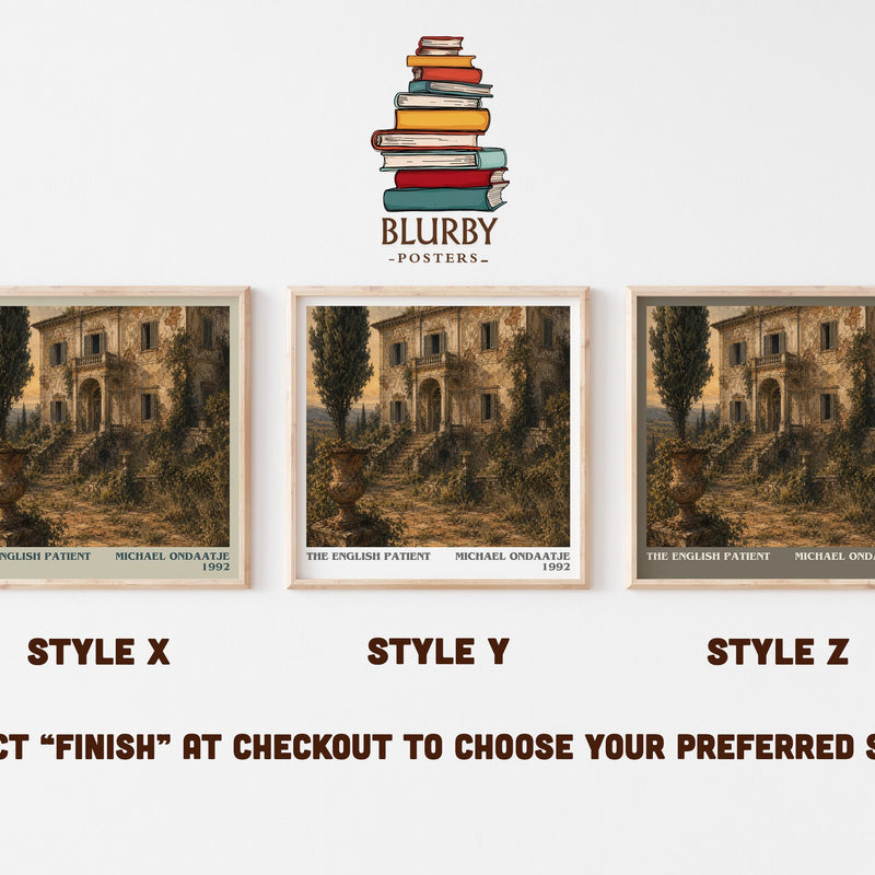 The English Patient literary print in frame leaning in hallway – literary fiction wall art