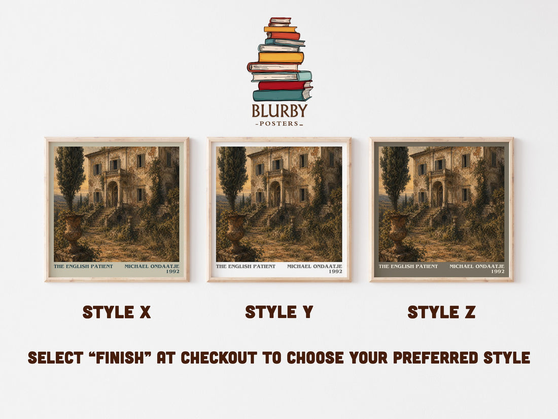 The English Patient literary print in frame leaning in hallway – literary fiction wall art (mockup)