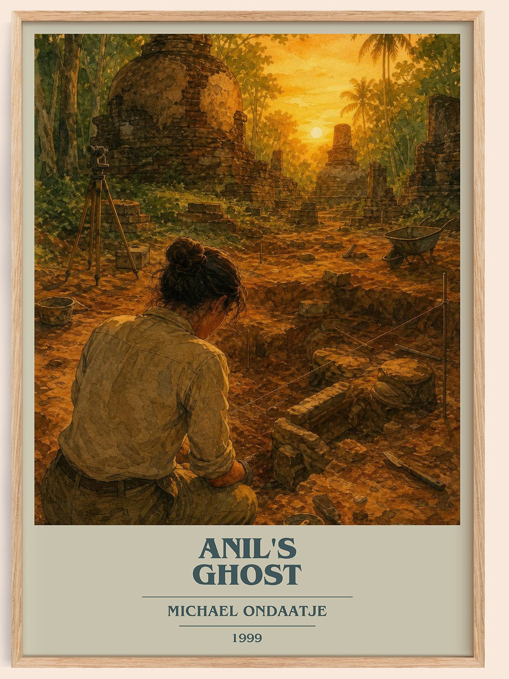 Anil's Ghost book cover book poster by Michael Ondaatje – framed literary art print