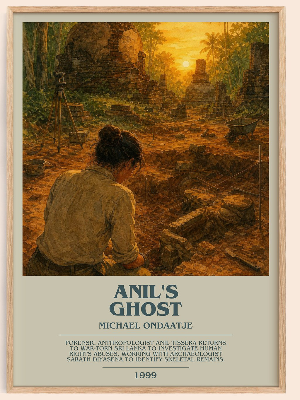 Anil's Ghost bookish book poster by Michael Ondaatje – framed literary art print