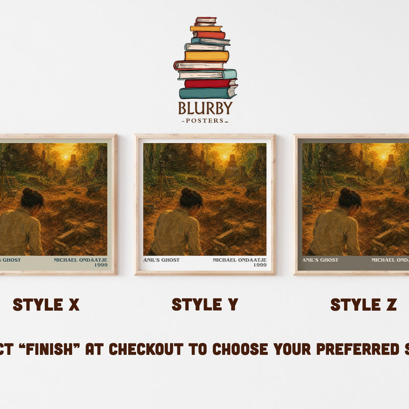 Anil's Ghost literary print in frame leaning in hallway – literary fiction wall art
