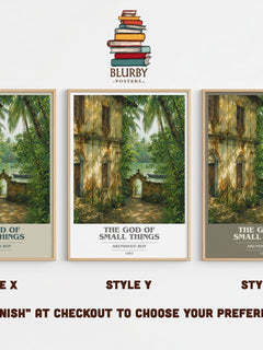 The God of Small Things book cover print in frame leaning in hallway – literary fiction wall art